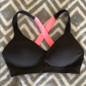 Grey and pink sports bra